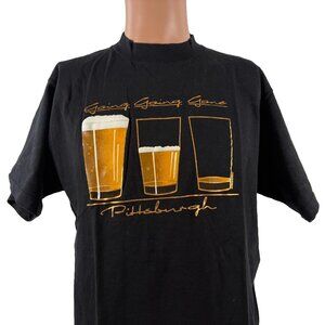 Vintage Pittsburgh T Shirt Mens Size L Black Going Going Gone Beer 90s